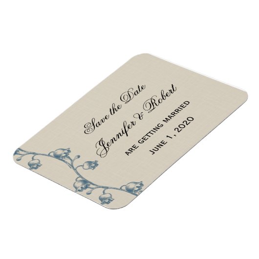 Lily van de vallei op Ecru Linnen Save the Date Magneet (Linkerzijde)