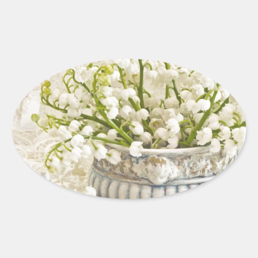 Lily van de vallei ovale sticker (Voorkant)