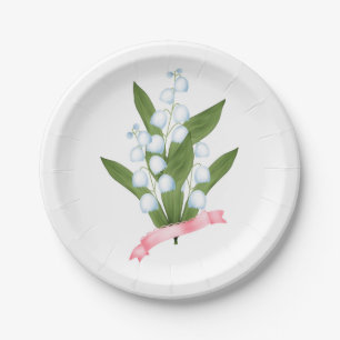 Lily van de vallei, retro papieren bordje