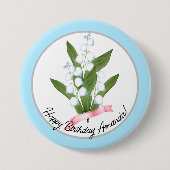 Lily van de vallei, retro ronde button 7,6 cm (Voorkant)