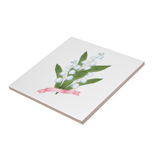 Lily van de vallei, retro tegeltje (Zijkant)