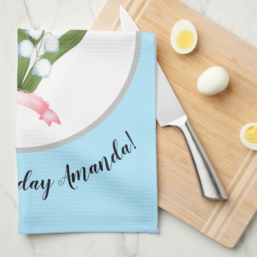 Lily van de vallei, retro theedoek (Quarter Fold)