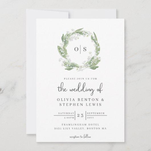 Lily van de vallei wit bloemenbruiloft RSVP Kaart (Voorkant)