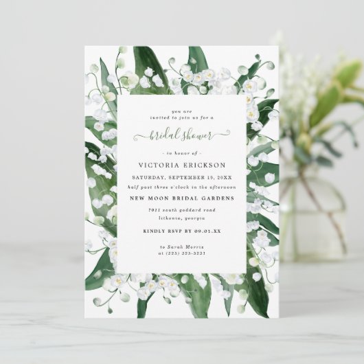 Lily van de vallei | wit bloemig Vrijgezellenfeest Kaart (Staand voorkant)