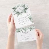 Lily van de vallei | Witte bloemenbruiloft All In One Uitnodiging (Afscheurbaar)