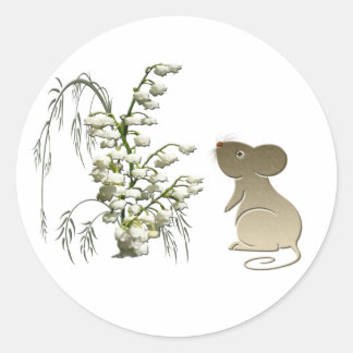 Lily van de Valley and Cute Mouse-kunst Ronde Sticker