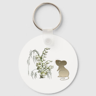 Lily van de Valley and Cute Mouse-kunst Sleutelhanger