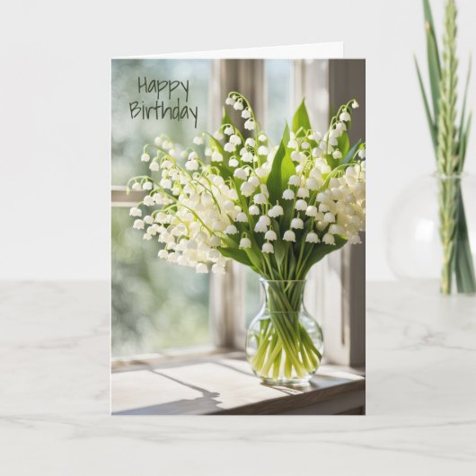 Lily van de Valley Birthday Bouquet Kaart (Voorkant)