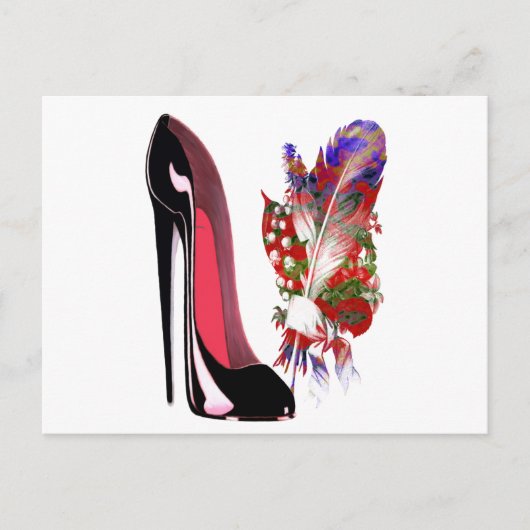Lily van de Valley Bouquet en Black Stiletto Shoe Briefkaart (Voorkant)