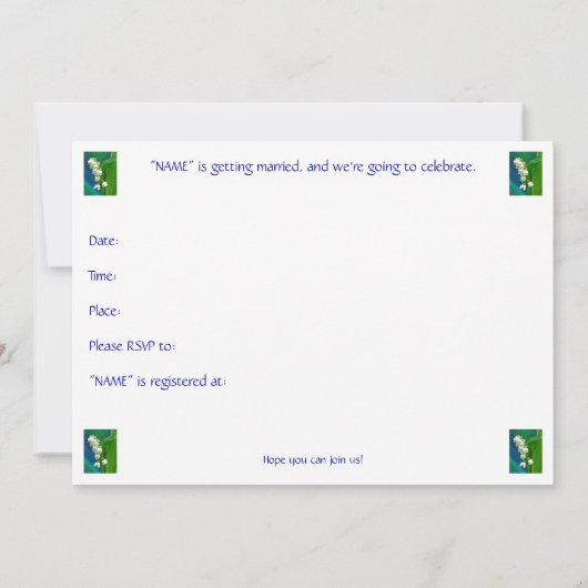 Lily van de Valley Bridal Shower Kaart (Achterkant)