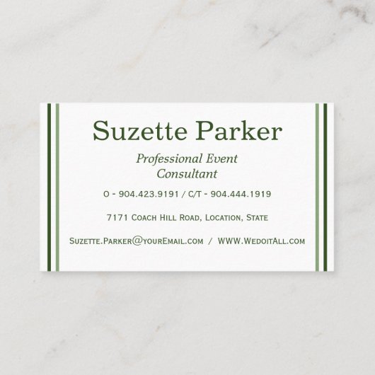 Lily van de Valley Event Planner Visitekaartje (Achterkant)