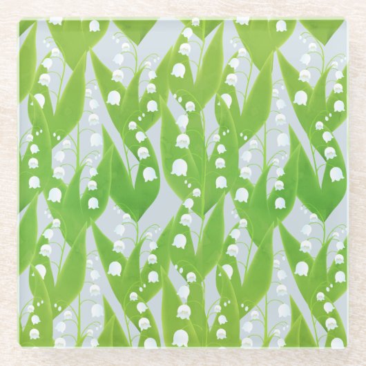 Lily van de Valley Floral Pattern Glazen Onderzetter (Voorkant)