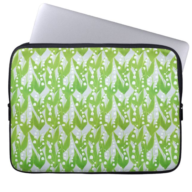 Lily van de Valley Floral Pattern Laptop Sleeve (Voorkant)
