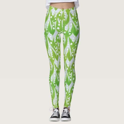 Lily van de Valley Floral Pattern Leggings (Voorkant)