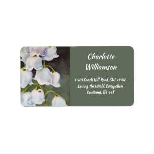 Lily van de Valley Flowers in Waterverf Etiket