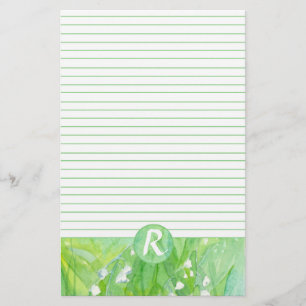 Lily van de Valley Flowers Monogram Lined Briefpapier