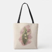 Lily van de Valley Happiness Waterverf Stijl Tote Bag (Achterkant)