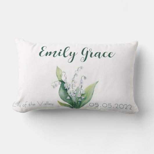 Lily van de Valley May Birth Flower Kussen (Voorkant)