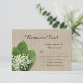 Lily van de Valley RSVP burlap Kaartje (Staand voorkant)