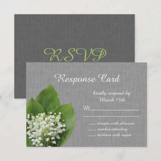 Lily van de Valley RSVP grijze schoot Kaartje (Voorkant / Achterkant)
