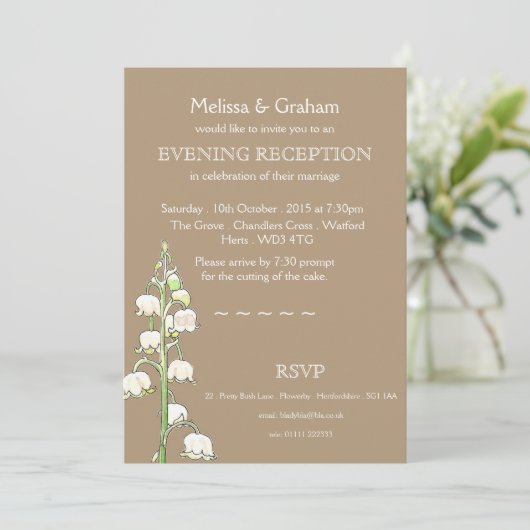 Lily van de Valley Rustic Evening Invitation Kaart (Staand voorkant)