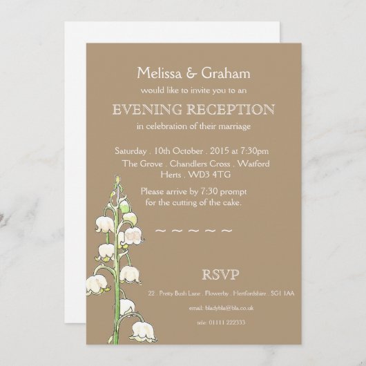 Lily van de Valley Rustic Evening Invitation Kaart (Voorkant / Achterkant)