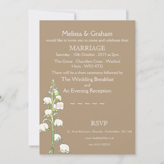 Lily van de Valley Rustic Wedding Invitation Kaart (Voorkant)