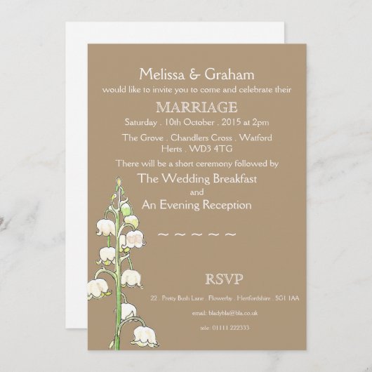Lily van de Valley Rustic Wedding Invitation Kaart (Voorkant / Achterkant)