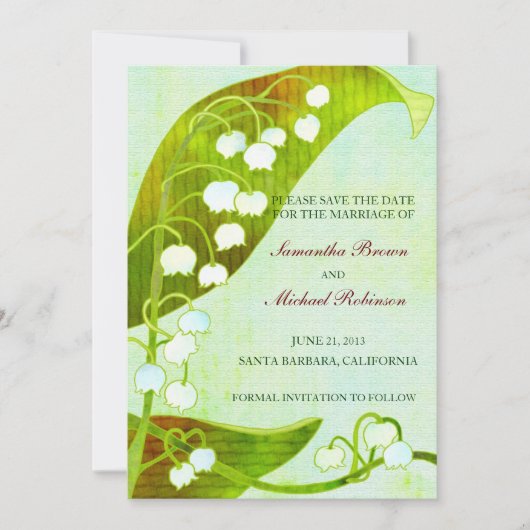 Lily van de Valley Rustic Wedding Save the Date (Voorkant)