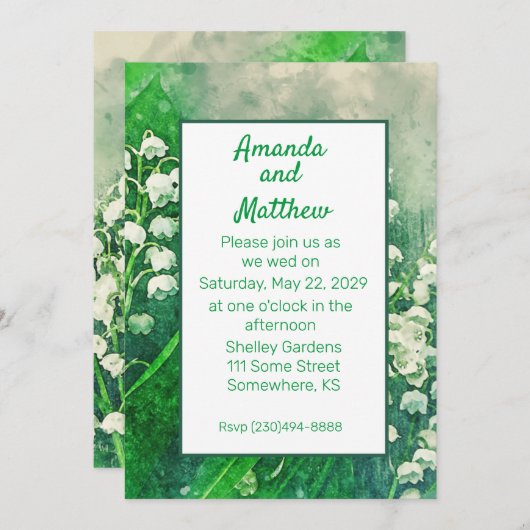 Lily van de Valley Spring Garden Invitation Kaart (Voorkant / Achterkant)