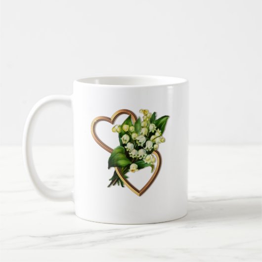 Lily van de Valley Two Gold Hearts Koffiemok (Links)