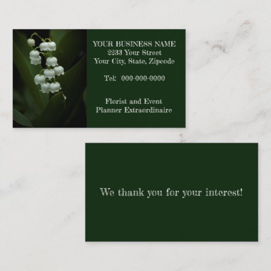 Lily van de Valley Visitekaartje (Voorkant / Achterkant)