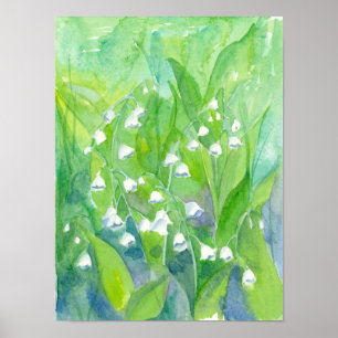 Lily van de Valley Waterverf Flowers Poster