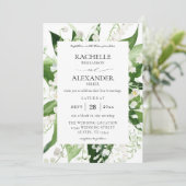 Lily van de Valley White Floral 2 Wedding Kaart (Staand voorkant)