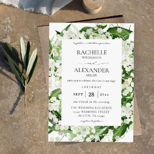 Lily van de Valley White Floral 3 Wedding Kaart
