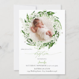 Lily van de Valley White Floral Baptism Kaart
