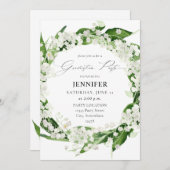 Lily van de Valley White Floral Graduation Party Kaart (Voorkant / Achterkant)