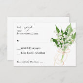Lily van de Valley White Floral no Meal RSVP (Voorkant / Achterkant)