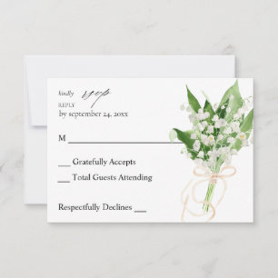 Lily van de Valley White Floral no Meal RSVP Kaartje