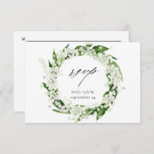 Lily van de Valley White Floral w Meal RSVP Card (Voorkant / Achterkant)