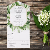 Lily van de Valley White Floral Wedding All In One Uitnodiging