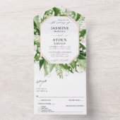 Lily van de Valley White Floral Wedding All In One Uitnodiging (Binnen)