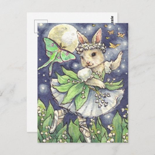 Lily van het Briefkaart Ballerina Bunny (Voorkant / Achterkant)