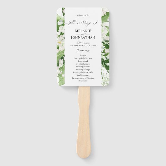 Lily van het Valley White Floral Wedding Programme Handwaaier (Voorkant)
