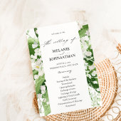 Lily van het Valley White Floral Wedding Programme Kaart