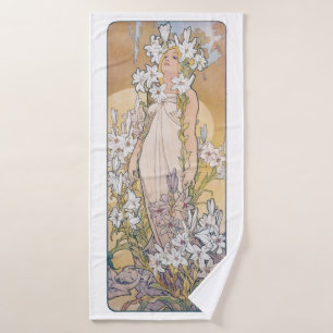 Lily (Vier bloemen), Alphonse Mucha Badhanddoek