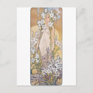 Lily (Vier bloemen), Alphonse Mucha Briefkaart