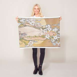Lily (Vier bloemen), Alphonse Mucha Fleece Deken
