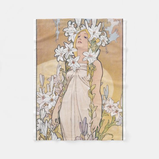Lily (Vier bloemen), Alphonse Mucha Fleece Deken (Voorkant)
