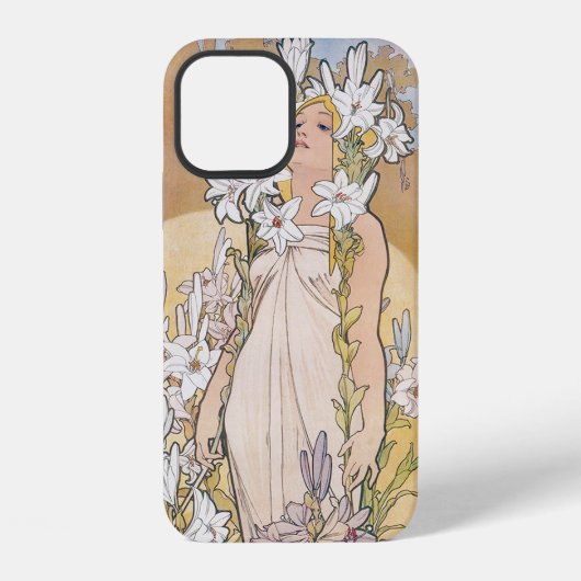 Lily (Vier bloemen), Alphonse Mucha iPhone Hoesje (Achterkant)